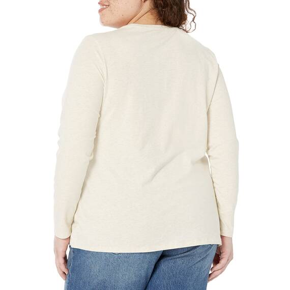 Amazon Essentials Damen Langärmeliges T-Shirt mit Rundhalsausschnitt in klassischer Passform (Erhältlich in Übergröße), Oatmeal Heather, XX-Large