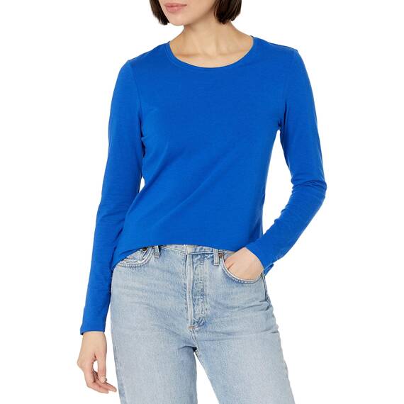 Amazon Essentials Damen Langärmeliges T-Shirt mit Rundhalsausschnitt in klassischer Passform (erhältlich in Übergröße), Hellblau, XX-Large