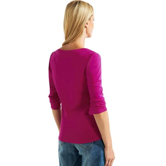 Cecil Basic Baumwollshirt U-Boot Ausschnitt