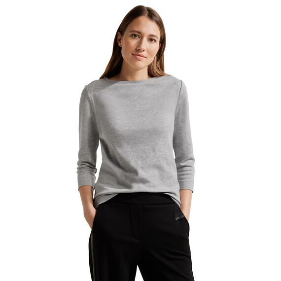 Cecil Basic Baumwollshirt U-Boot Ausschnitt