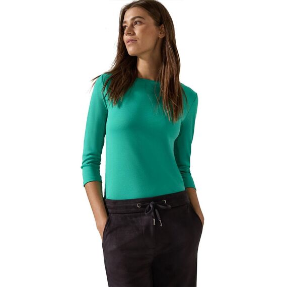 Cecil Damen B317389 Basic T-Shirt In Unifarbe, Aventurine Green,S