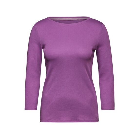 Cecil Damen B317389 Basic T-Shirt In Unifarbe, Iced Violet,S