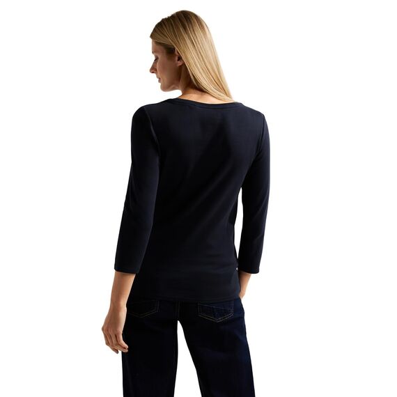 Cecil Damen Basic Boatneck T-Shirt, deep Blue, S