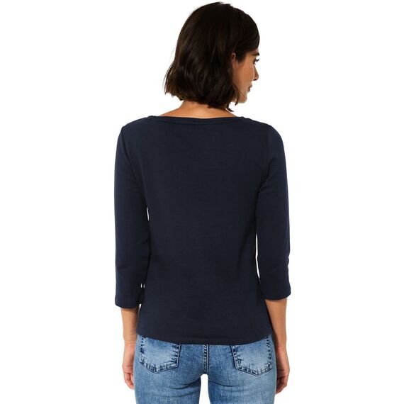 Cecil Damen Basic Boatneck T-Shirt, deep Blue, S