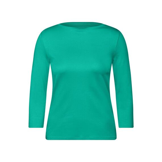 Cecil Damen B317389 Basic T-Shirt In Unifarbe, Aventurine Green,S