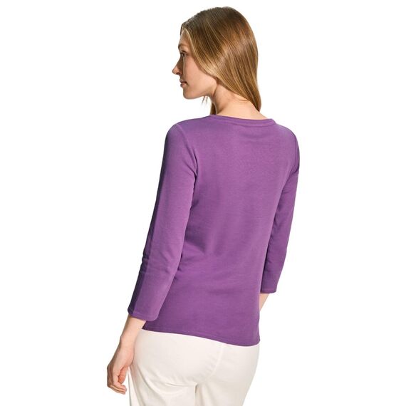 Cecil Damen B317389 Basic T-Shirt In Unifarbe, Iced Violet,S