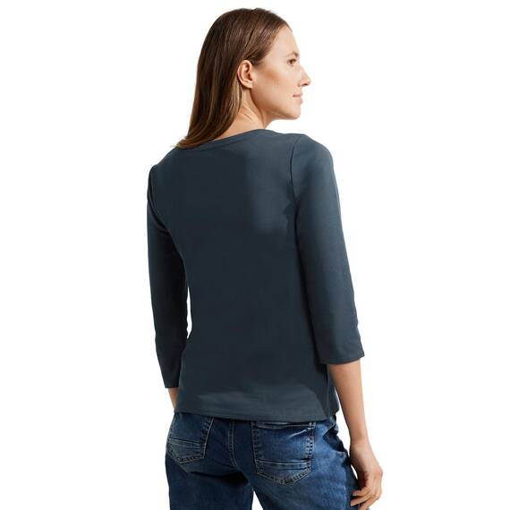Cecil Basic Baumwollshirt U-Boot Ausschnitt