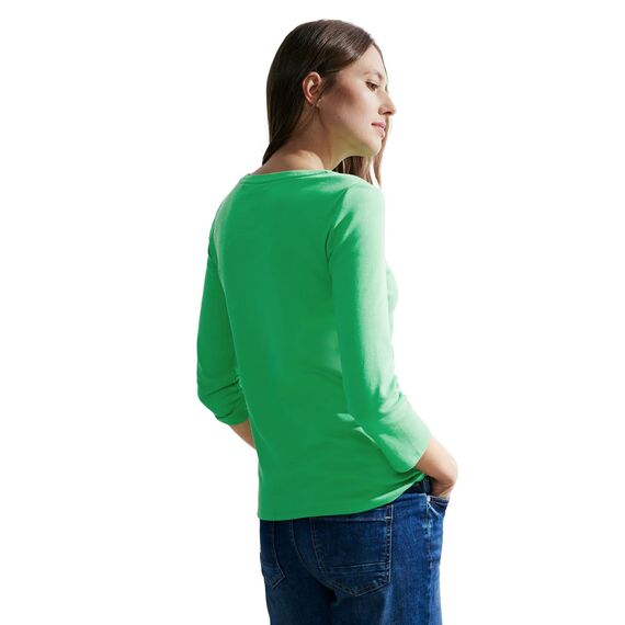 Cecil Basic Baumwollshirt U-Boot Ausschnitt