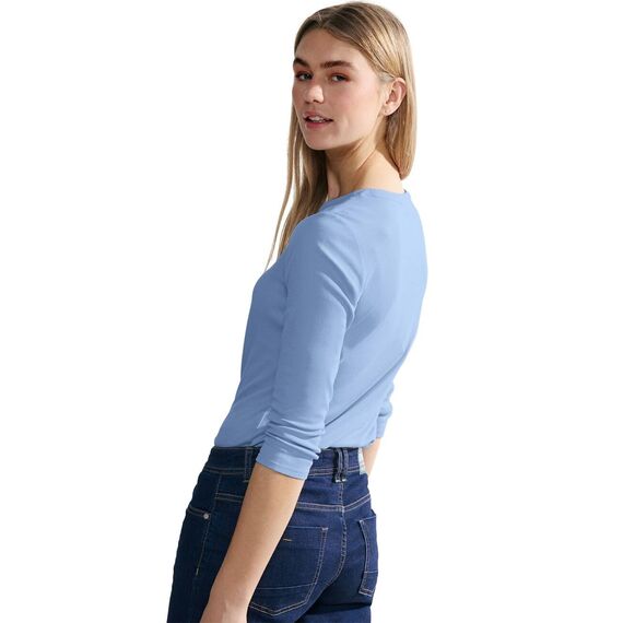 Cecil Damen B317389 Basic Baumwollshirt U-Boot Ausschnitt, soda Blue, S