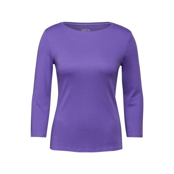 Cecil Damen B317389 Basic T-Shirt In Unifarbe, Wild Lilac,S