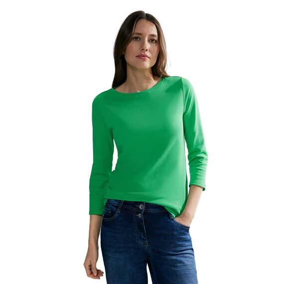 Cecil Basic Baumwollshirt U-Boot Ausschnitt