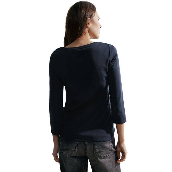Cecil Damen B317389 Basic Baumwollshirt U-Boot Ausschnitt, Universal Blue, S EU