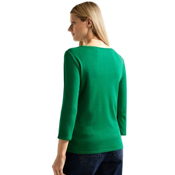 Cecil Damen B317389 Basic Baumwollshirt U-Boot Ausschnitt, Easy Green, S