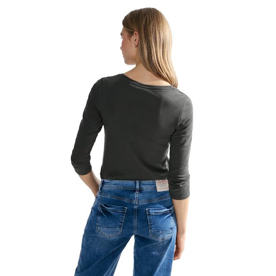 Cecil Damen B317389 Basic Baumwollshirt U-Boot Ausschnitt, Strong Khaki, S