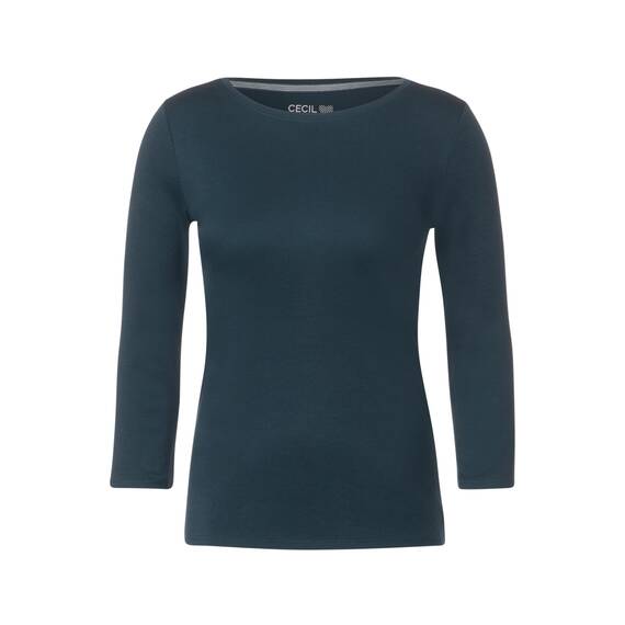 Cecil Basic Baumwollshirt U-Boot Ausschnitt