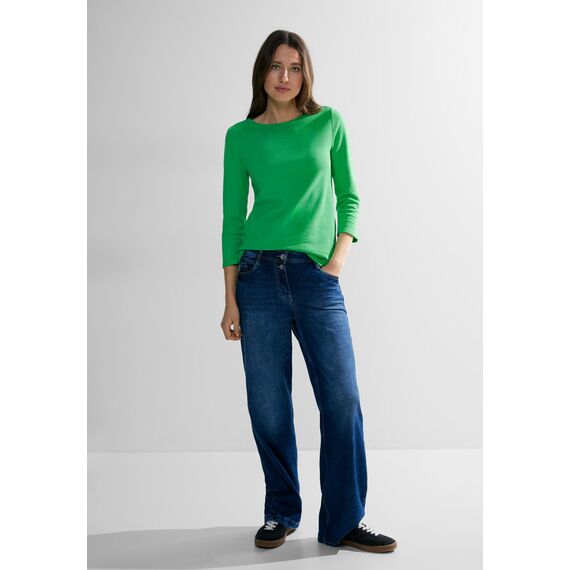 Cecil Basic Baumwollshirt U-Boot Ausschnitt