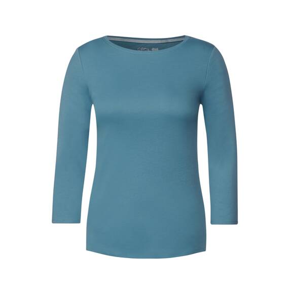 Cecil Basic Baumwollshirt U-Boot Ausschnitt
