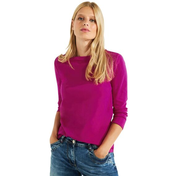 Cecil Basic Baumwollshirt U-Boot Ausschnitt