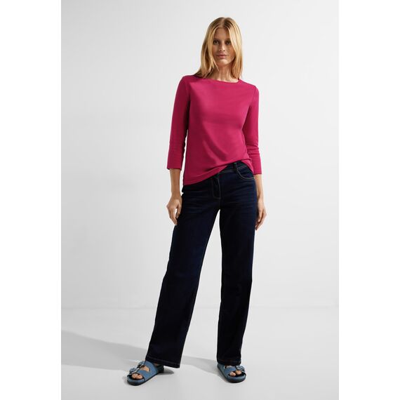 Cecil Basic Baumwollshirt U-Boot Ausschnitt