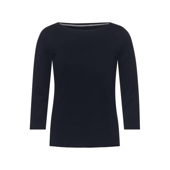 Cecil Damen Basic Boatneck T-Shirt, deep Blue, S