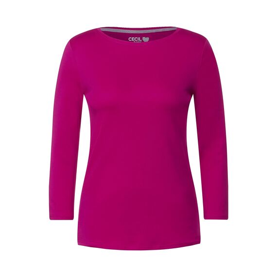 Cecil Basic Baumwollshirt U-Boot Ausschnitt