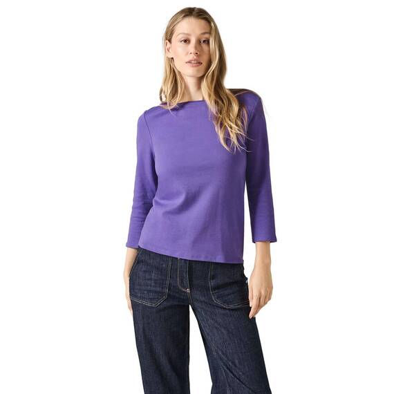 Cecil Damen B317389 Basic T-Shirt In Unifarbe, Wild Lilac,XS
