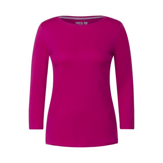 Cecil Basic Baumwollshirt U-Boot Ausschnitt