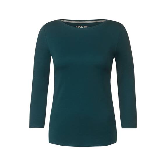 Cecil Basic Baumwollshirt U-Boot Ausschnitt