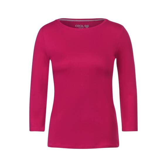 Cecil Basic Baumwollshirt U-Boot Ausschnitt