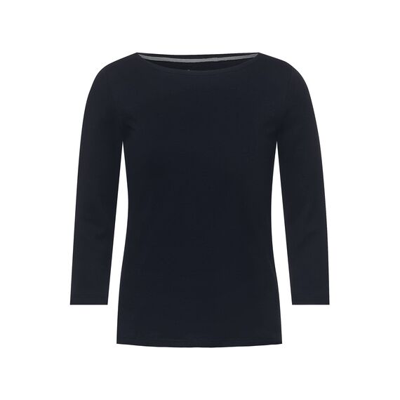 Cecil Damen Basic Boatneck T-Shirt, deep Blue, S