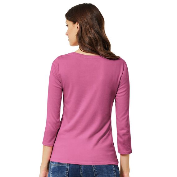 Cecil Damen B317389 Basic Baumwollshirt U-Boot Ausschnitt, Frosted Rose, S