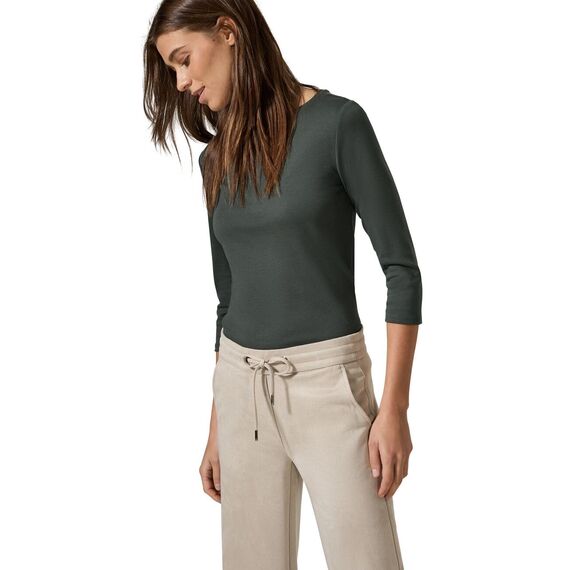 Cecil Damen B317389 Basic T-Shirt In Unifarbe, Active Khaki,M