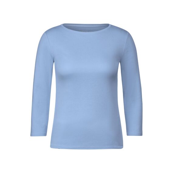 Cecil Damen B317389 Basic Baumwollshirt U-Boot Ausschnitt, soda Blue, S