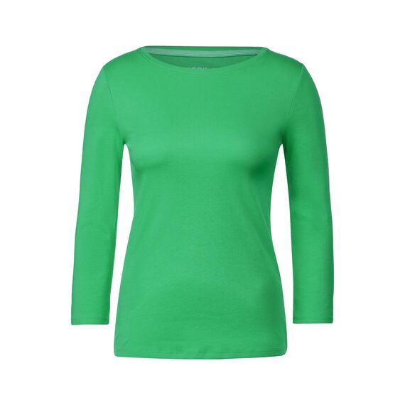 Cecil Basic Baumwollshirt U-Boot Ausschnitt