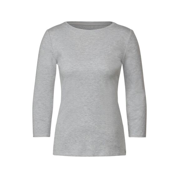 Cecil Basic Baumwollshirt U-Boot Ausschnitt