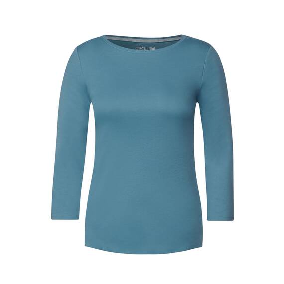 Cecil Basic Baumwollshirt U-Boot Ausschnitt