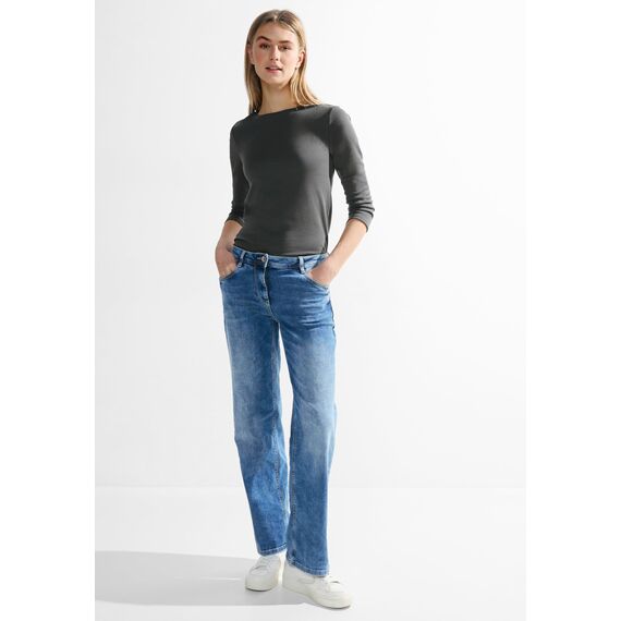 Cecil Damen B317389 Basic Baumwollshirt U-Boot Ausschnitt, Strong Khaki, S