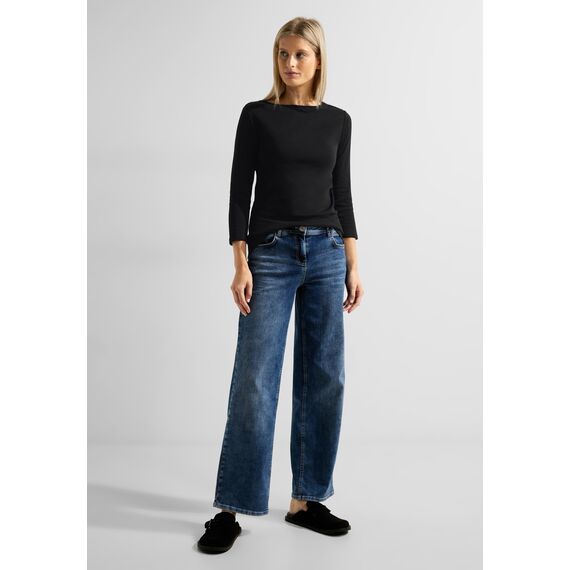 Cecil Damen Basic Boatneck T-Shirt, Black, S