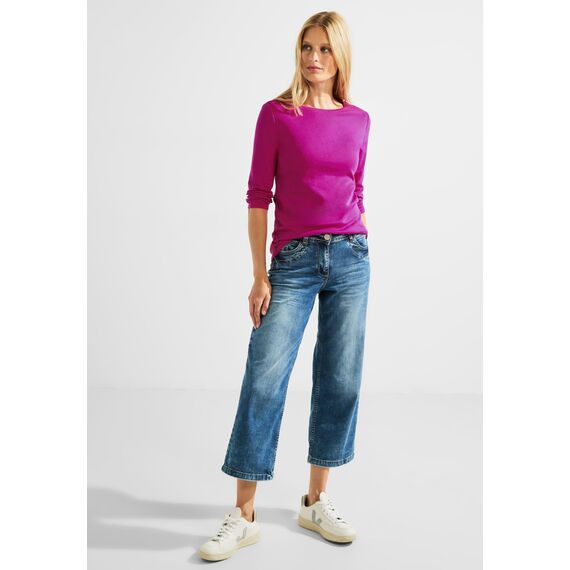 Cecil Basic Baumwollshirt U-Boot Ausschnitt