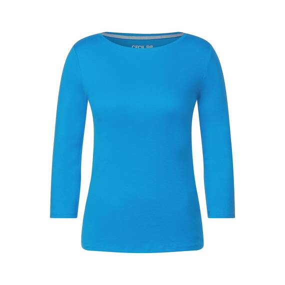 Cecil Basic Baumwollshirt U-Boot Ausschnitt
