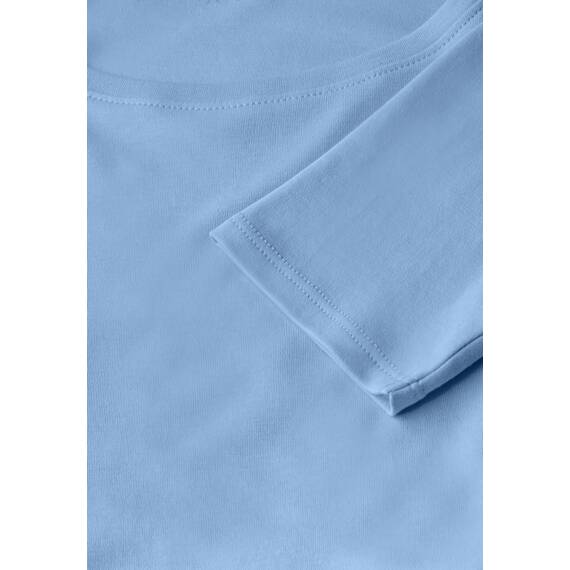 Cecil Damen B317389 Basic T-Shirt In Unifarbe, Fresh Light Blue,S