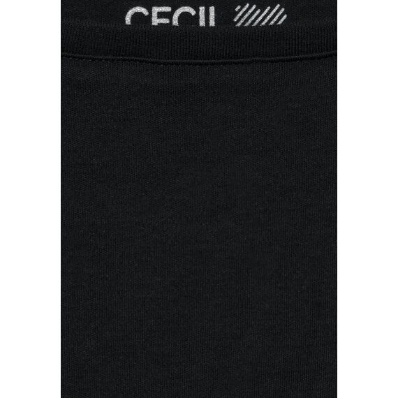 Cecil Damen Basic Boatneck T-Shirt, Black, S