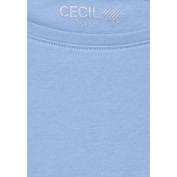 Cecil Damen B317389 Basic Baumwollshirt U-Boot Ausschnitt, soda Blue, S