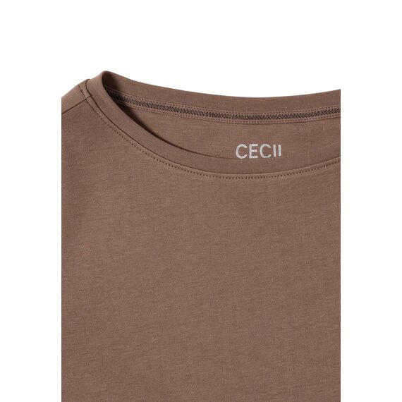 Cecil Basic Shirt in Unifarbe Cocoa Taupe M