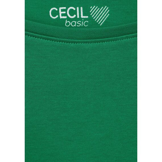 Cecil Damen B317389 Basic Baumwollshirt U-Boot Ausschnitt, Easy Green, S