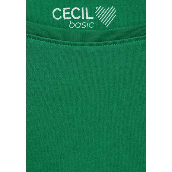 Cecil Damen B317389 Basic Baumwollshirt U-Boot Ausschnitt, Easy Green, M