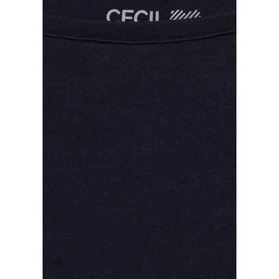Cecil Damen Basic Boatneck T-Shirt, deep Blue, S