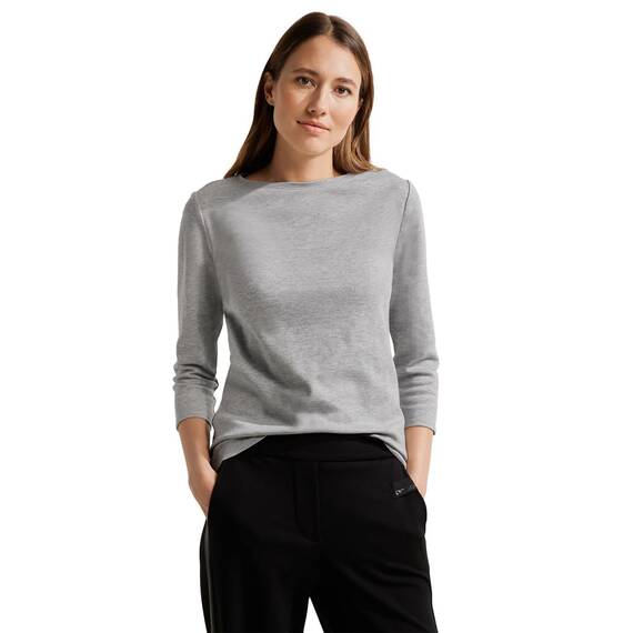 Cecil Basic Baumwollshirt U-Boot Ausschnitt