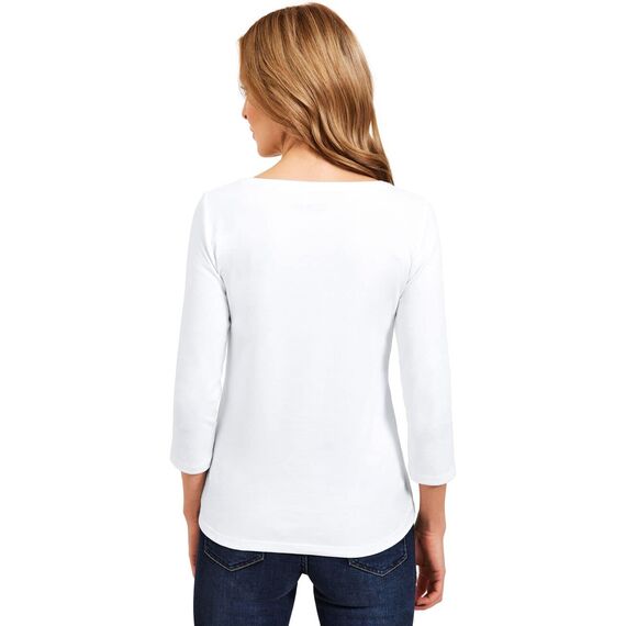 Cecil Damen Basic Boatneck T-Shirt, White, M