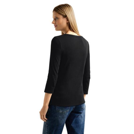Cecil Damen Basic Boatneck T Shirt, Schwarz, L EU